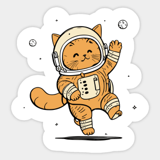 Cat in Space Funny Cat Gift Retro Vintage Funny Cat Sticker